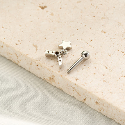 Piercing Con Colgante Estrella Y Zirconia Clavo De Hueso Del Oído