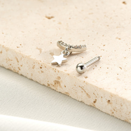 Piercing Con Colgante Estrella Y Zirconia Clavo De Hueso Del Oído