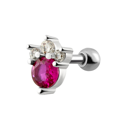 Piercing Clavo De Hueso Del Oído Con Zirconia Roja Y Blanca, Estilo INS