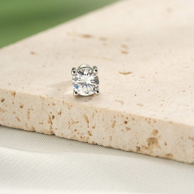 Piercing Clavo De Hueso Del Oído De Cobre Con Zirconia Redonda Simple