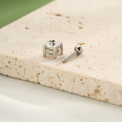 Piercing Clavo De Hueso Del Oído De Cobre Con Zirconia Redonda Simple