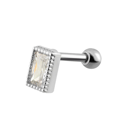 Piercing Clavo De Hueso Del Oído Cuadrado Con Zirconia, Estilo Moderno