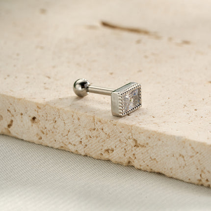 Piercing Clavo De Hueso Del Oído Cuadrado Con Zirconia, Estilo Moderno