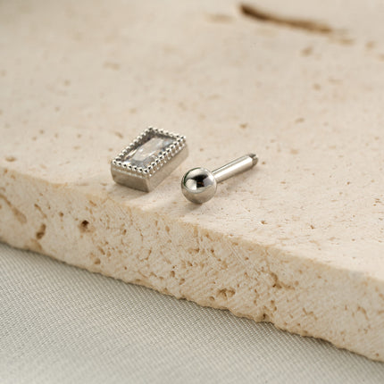 Piercing Clavo De Hueso Del Oído Cuadrado Con Zirconia, Estilo Moderno
