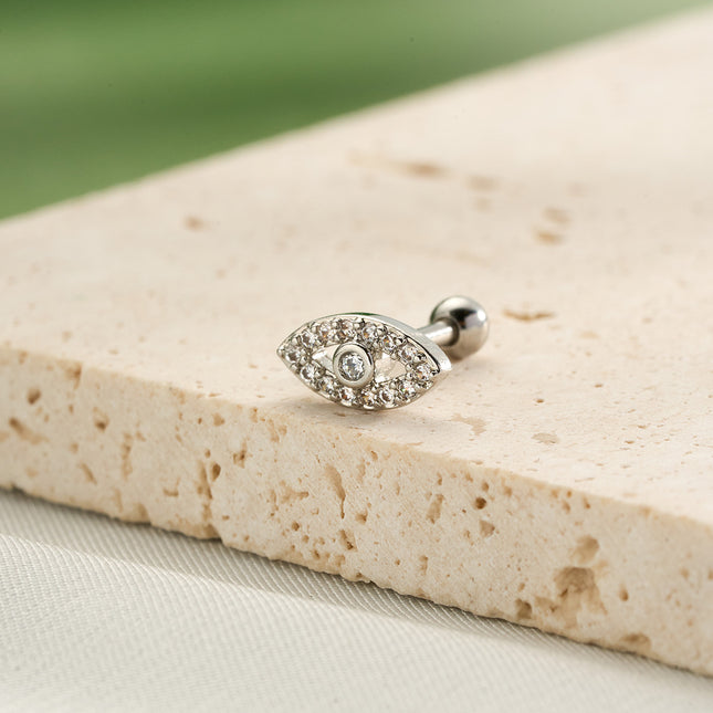 Piercing Clavo De Hueso Del Oído De Cobre Con Ojo De Demonio Y Zirconia