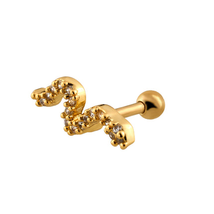 Piercing De Cobre Joyeria Clavo De Hueso Del Oído Con Zirconia Incrustada