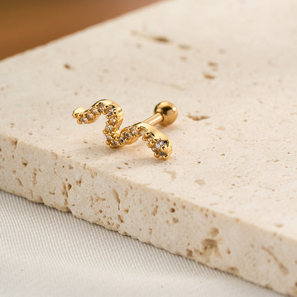 Piercing De Cobre Joyeria Clavo De Hueso Del Oído Con Zirconia Incrustada