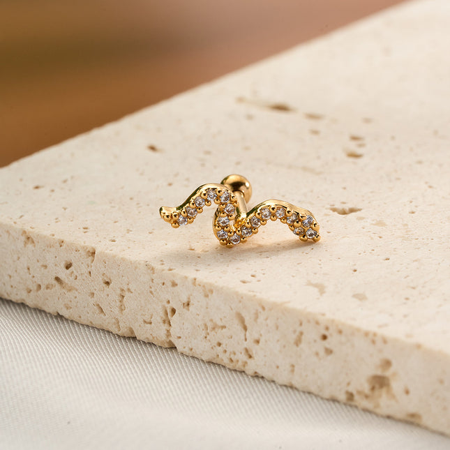 Piercing De Cobre Joyeria Clavo De Hueso Del Oído Con Zirconia Incrustada