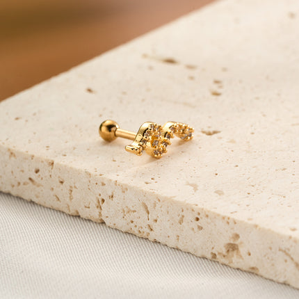 Piercing De Cobre Joyeria Clavo De Hueso Del Oído Con Zirconia Incrustada