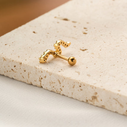 Piercing De Cobre Joyeria Clavo De Hueso Del Oído Con Zirconia Incrustada