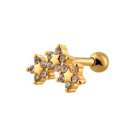 Piercing te De Cartílago Con Diseño De Estrellas En Cadena De Cobre Para Mujer