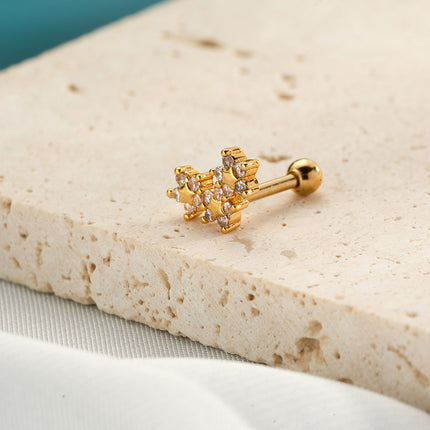 Piercing te De Cartílago Con Diseño De Estrellas En Cadena De Cobre Para Mujer
