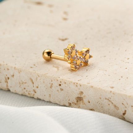 Piercing te De Cartílago Con Diseño De Estrellas En Cadena De Cobre Para Mujer