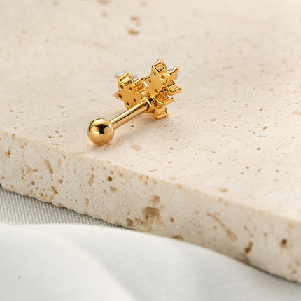 Piercing te De Cartílago Con Diseño De Estrellas En Cadena De Cobre Para Mujer