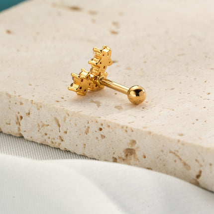 Piercing te De Cartílago Con Diseño De Estrellas En Cadena De Cobre Para Mujer