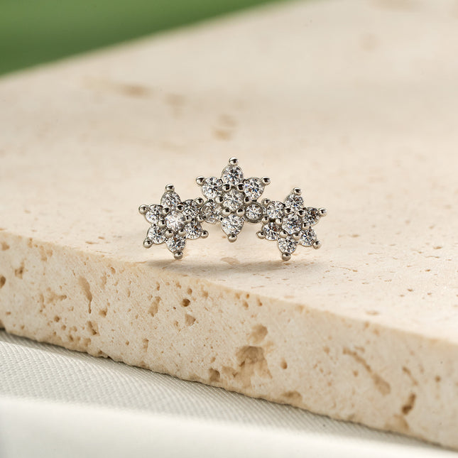 Piercing Estilo Minimalista Con Diseño De Estrella Y Diamantes De Cobre