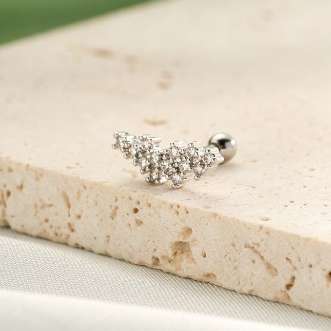 Piercing Con Diseño Minimalista De Luna Y Diamantes De Cobre