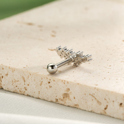 Piercing Con Diseño Minimalista De Luna Y Diamantes De Cobre