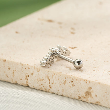 Piercing Con Diseño Minimalista De Luna Y Diamantes De Cobre