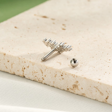 Piercing Con Diseño Minimalista De Luna Y Diamantes De Cobre