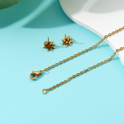 Collar En Dije Tejidos Con Cuentas Y Aretes De Sol Conjunto Bohemio
