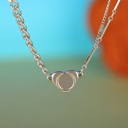 Collar De Acero Inoxidable Con Lenjuela En Forma De Corazón Y Perlas INS De Moda