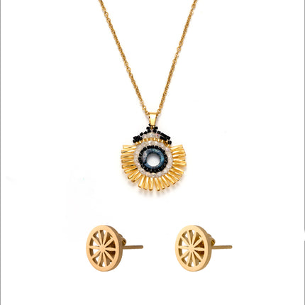 Collar Estilo Bohemio Con Cuentas Tejidas Aretes 18K