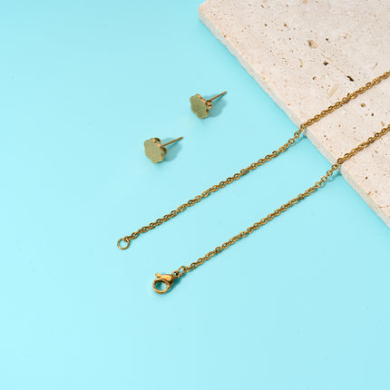Collar Con Colgante Largo Y Aretes Dorados Vintage Conjunto Bohemio