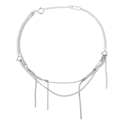 Collar De Cadena Con Borlas Multicapas Personalizada De Moda Moderna De Acero Inoxidable