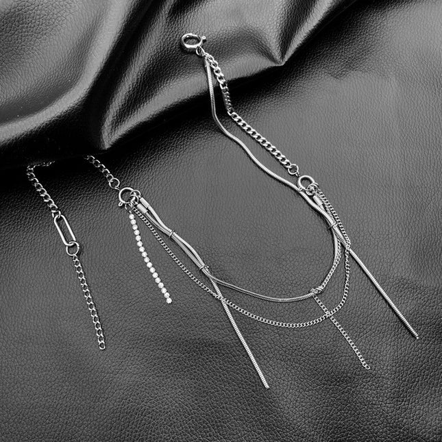 Collar De Cadena Con Borlas Multicapas Personalizada De Moda Moderna De Acero Inoxidable