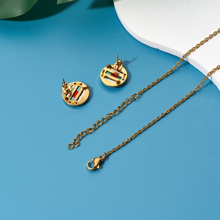 Collar Estilo Bohemio Étnico Con Cuentas Blancas Aretes Dorado Conjunto