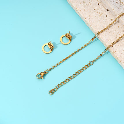 Collar Bohemia Con Cuentas Azules Aretes De Aro Hueco Conjunto