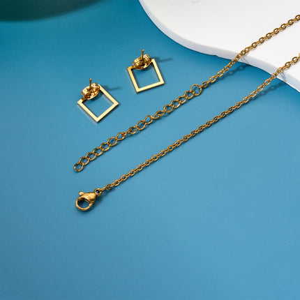 Collar Bohemio Con Doble Colgante De Cuentas Y Calado Dorado + Aretes