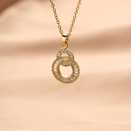 Collar Sencillo De Acero Inoxidable Casual Con Colgante De Anillos En Forma De Calabaza