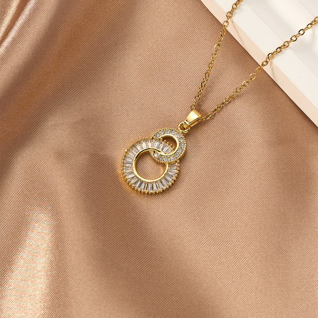 Collar Sencillo De Acero Inoxidable Casual Con Colgante De Anillos En Forma De Calabaza