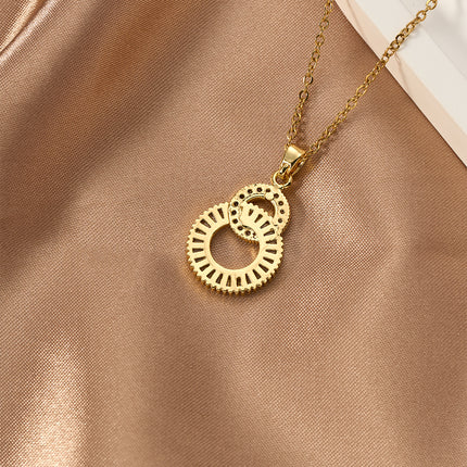 Collar Sencillo De Acero Inoxidable Casual Con Colgante De Anillos En Forma De Calabaza