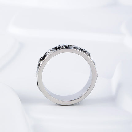 Anillo Con Diseño De Calavera Estilo Industrial Para Hombre De Acero Inoxidable