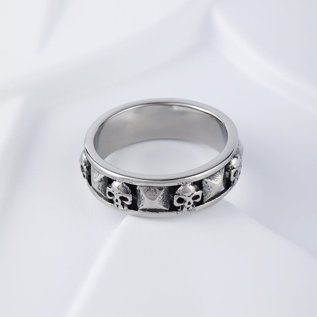 Anillo Con Diseño De Calavera Estilo Industrial Para Hombre De Acero Inoxidable