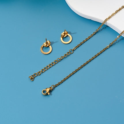 Collar Bohemio Con Colgante De Cuentas Y Árbol Dorado Y Aretes 18K Set