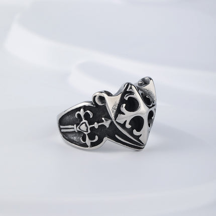 Anillo Con Diseño De Cruz Y Escudo Militar En Estilo Vintage Para Hombre De Acero Inoxidable