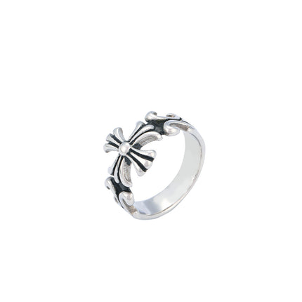 Anillo Con Diseño Geométrico De Cruz Y Acabado Vintage Para Hombre De Acero Inoxidable
