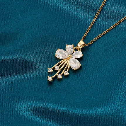 Collar INS Con Borla De Acero Inoxidable Con Colgante De Mariposa De Moda Con Diamantes
