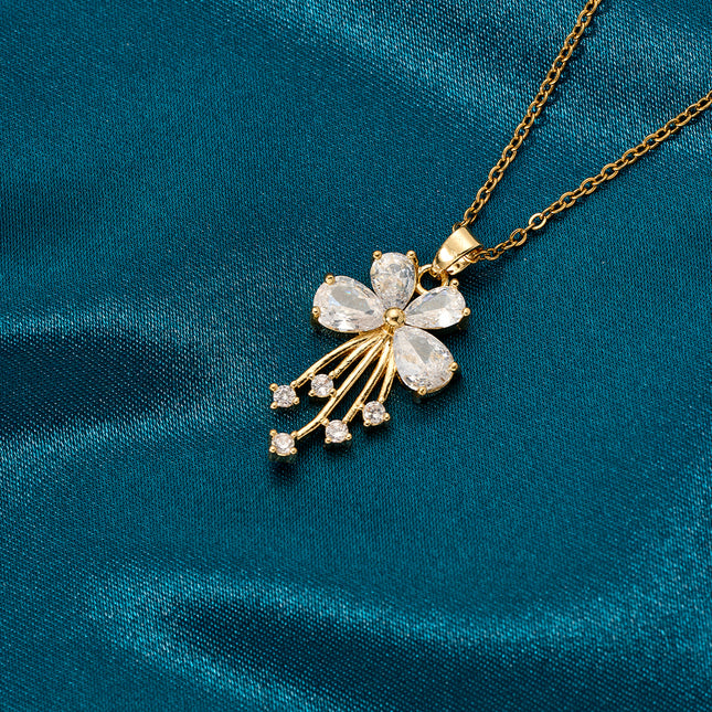 Collar INS Con Borla De Acero Inoxidable Con Colgante De Mariposa De Moda Con Diamantes