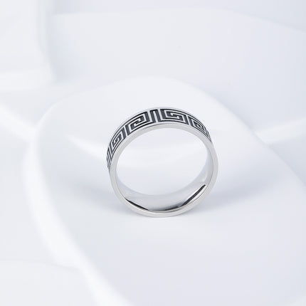 Anillo Con Diseño Griego Masculino Estilo Artesanía Industrial De Acero Inoxidable