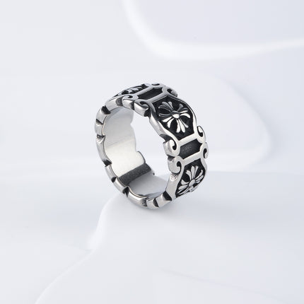 Anillo Con Diseño De Cruz Con Acabado Vintage Para Hombre De Acero Inoxidable