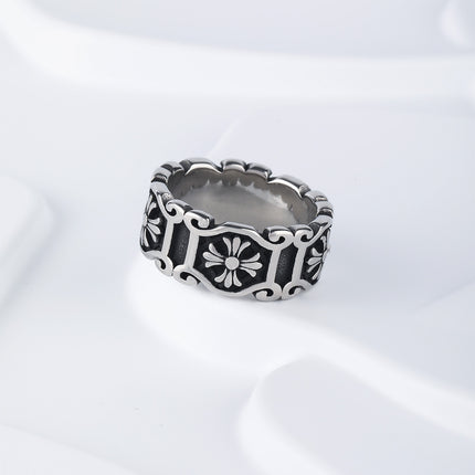 Anillo Con Diseño De Cruz Con Acabado Vintage Para Hombre De Acero Inoxidable
