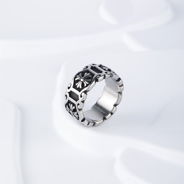 Anillo Con Diseño De Cruz Con Acabado Vintage Para Hombre De Acero Inoxidable