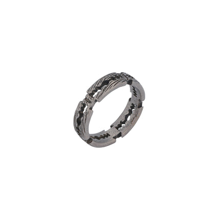 Anillo Con Diseño Grabado Detallado Y Acabado Hueco Vintage Para Hombre De Acero Inoxidable