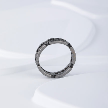 Anillo Con Diseño Grabado Detallado Y Acabado Hueco Vintage Para Hombre De Acero Inoxidable