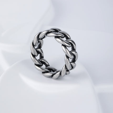 Anillo Con Diseño De Cadena Estilo Industrial Para Hombre De Acero Inoxidable